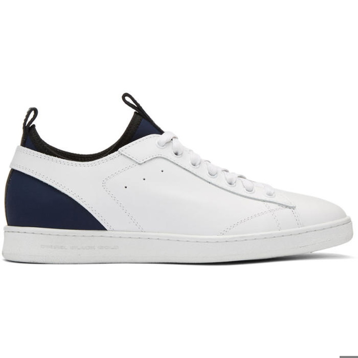 Photo: Diesel Black Gold White Leather and Neoprene Sneakers