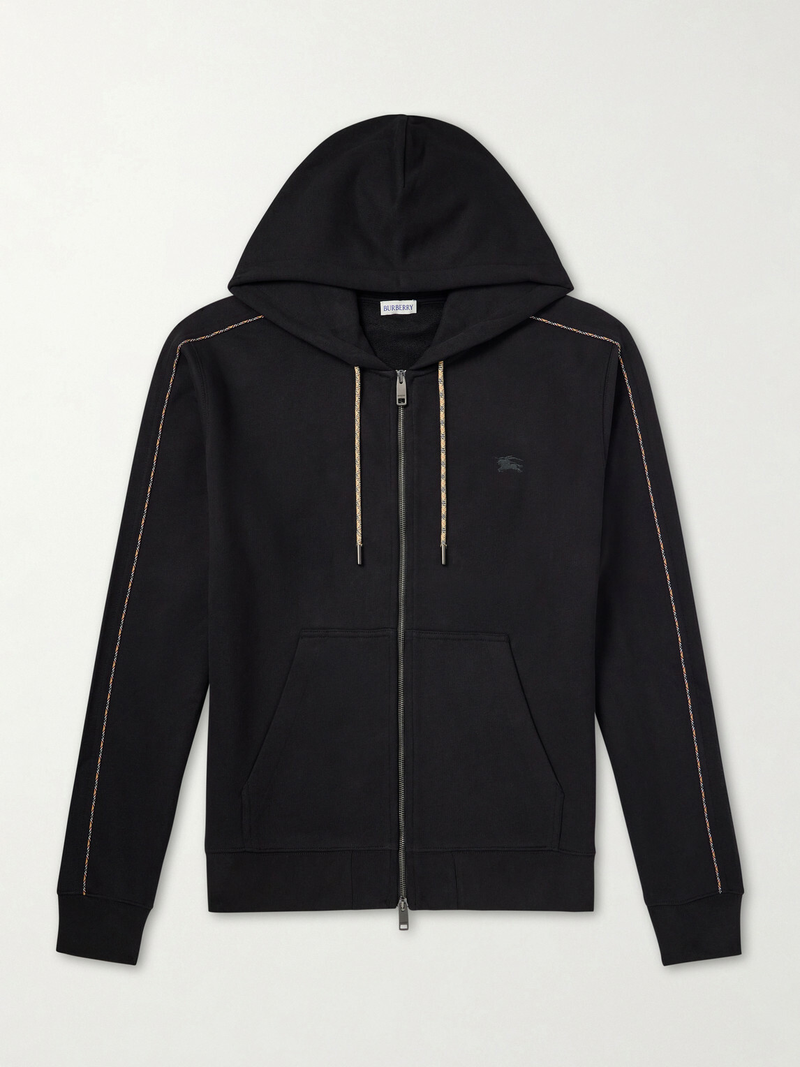 Burberry - Logo-Embroidered Cotton-Jersey Zip-Up Hoodie - Black