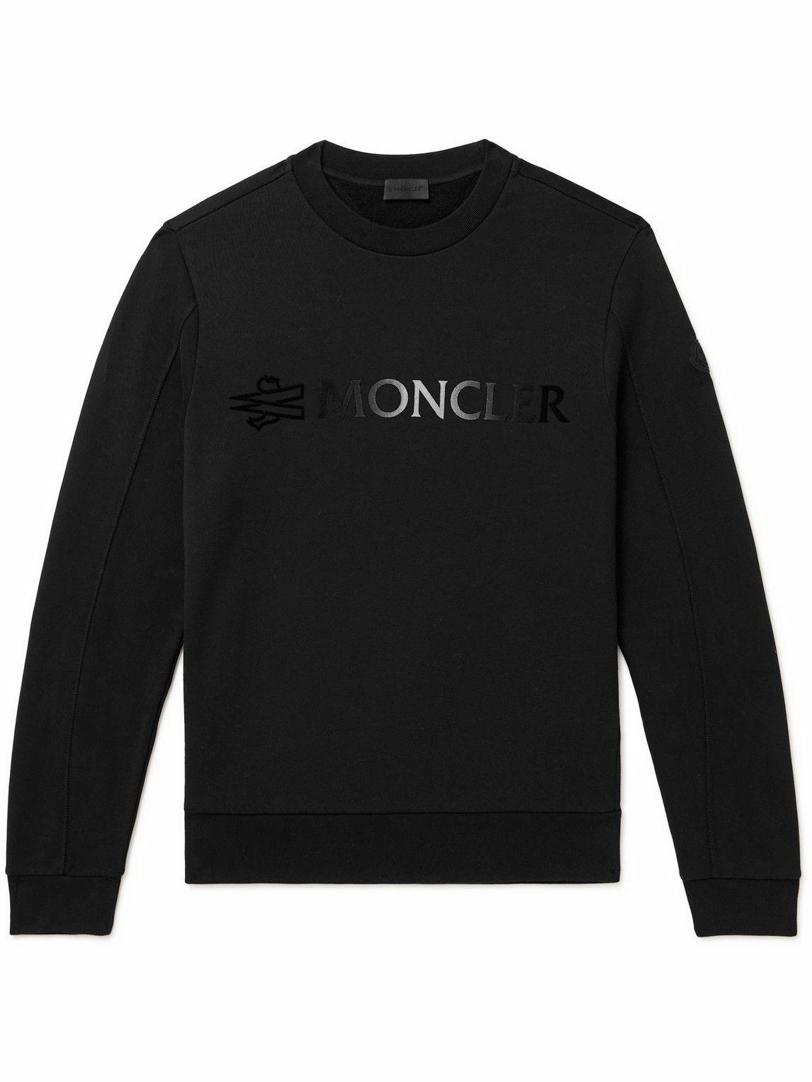 Moncler - Logo-Flocked Cotton-Jersey Sweatshirt - Black Moncler