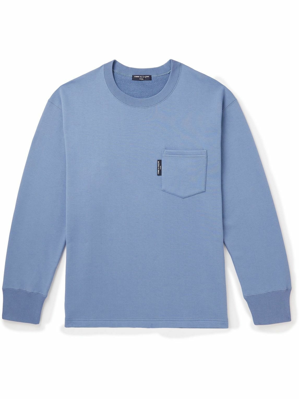 Photo: Comme des Garçons HOMME - Logo-Appliquéd Cotton-Jersey Sweatshirt - Blue