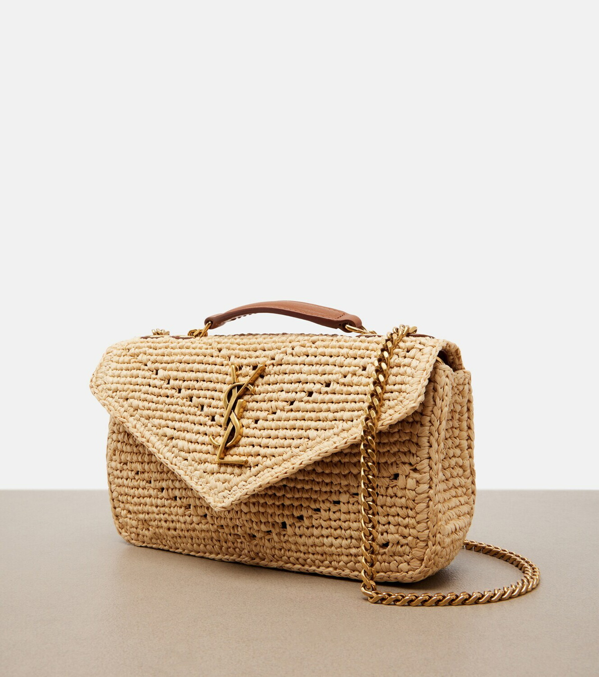 Saint Laurent Loulou Mini raffia shoulder bag