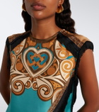 La DoubleJ Scarf printed fringed silk top