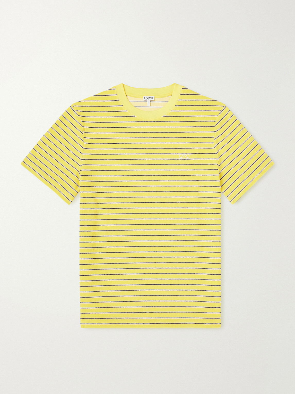 LOEWE - Logo-Embroidered Striped Cotton-Blend Terry T-Shirt - Yellow