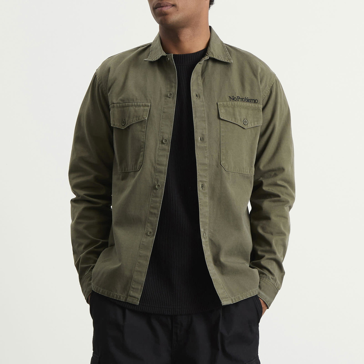 No Problemo Men's Mini Problemo Ripstop Work Shirt in Olive