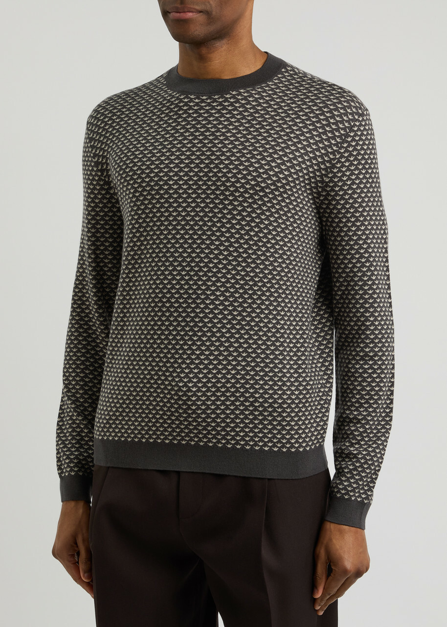 Emporio Armani Logo-monogrammed Knitted Jumper Black