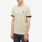 Fred Perry Authentic Men's Ringer T-Shirt in Light Oyster