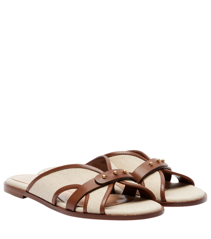 Photo: Gianvito Rossi Leather-trimmed canvas slides
