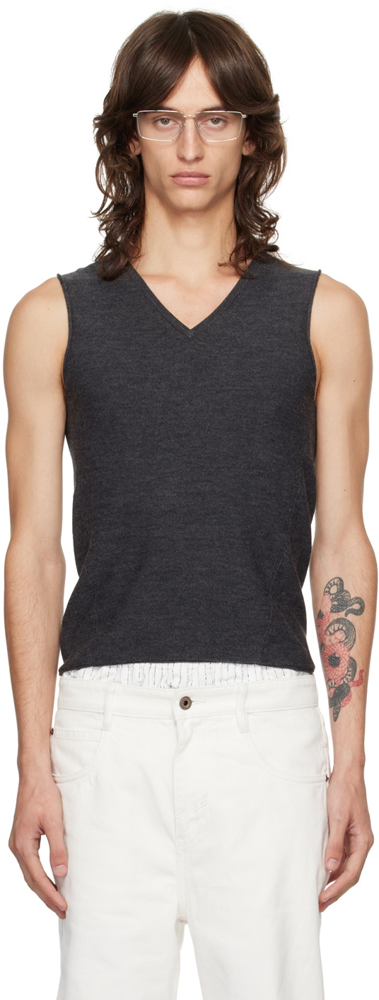 Fax Copy Express Gray V-Neck Vest