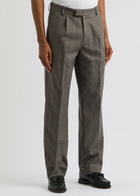 Percival Herringbone Straight-leg Trousers Grey