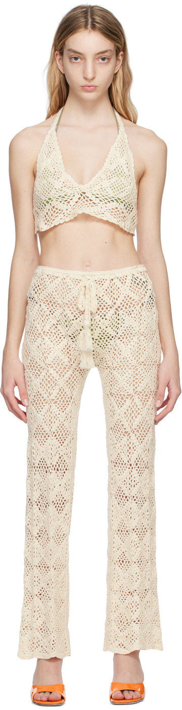 Akoia Off-White Daisy Tank Top & Trouser Set
