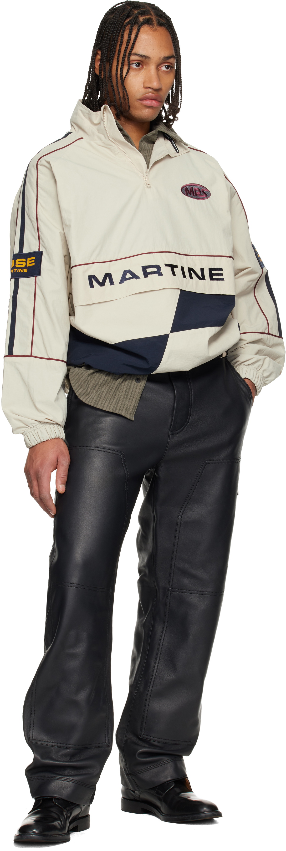 Martine Rose Beige & Navy Hockey Track Jacket