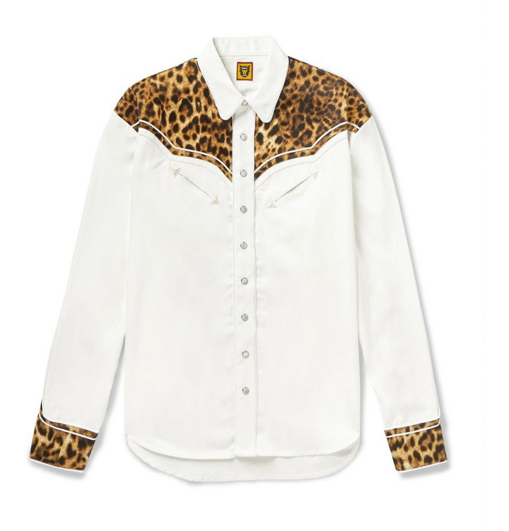 Photo: Human Made - Panelled Leopard-Print Satin and Twill Western Shirt - White