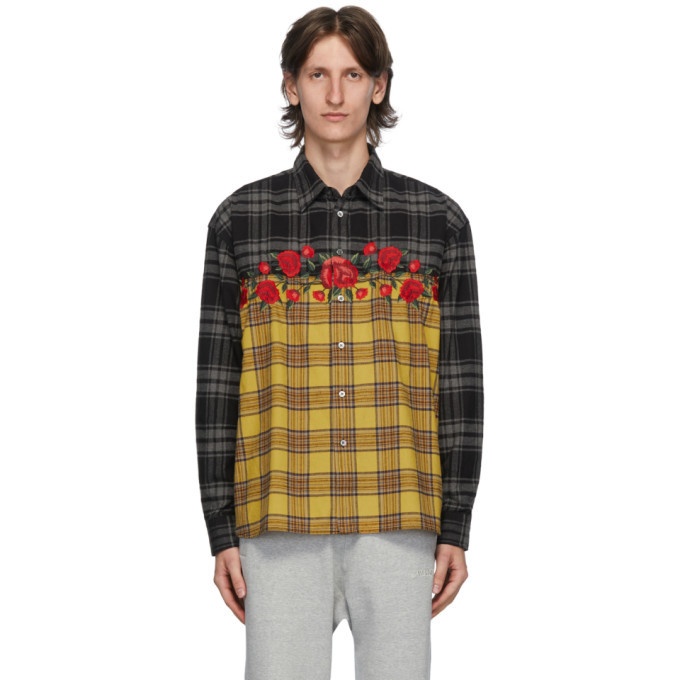 Photo: Awake NY Yellow Embroidered Rose Flannel Shirt