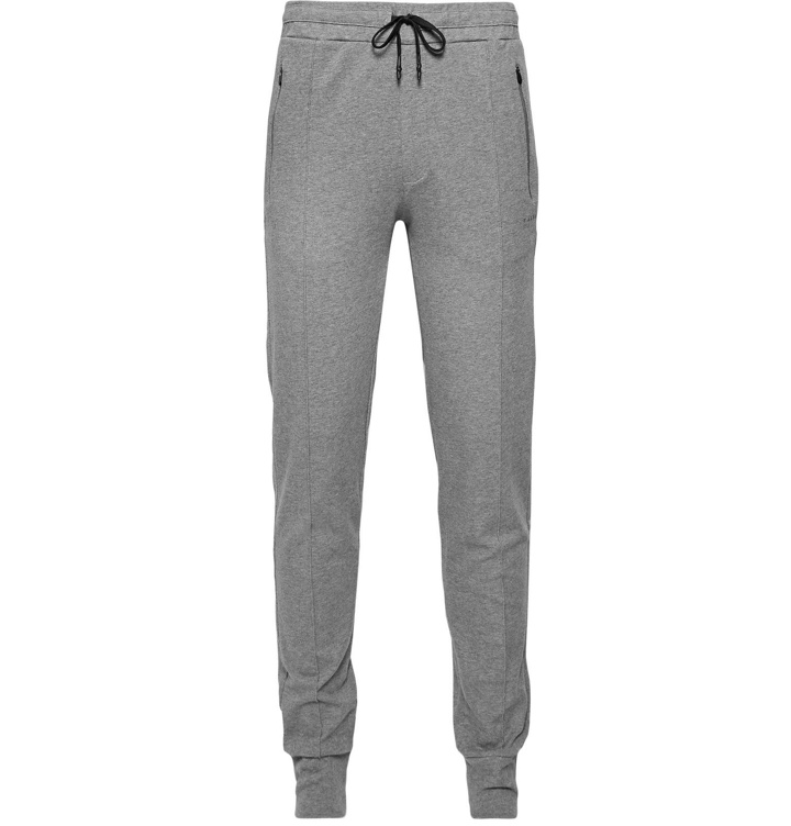 Photo: FALKE Ergonomic Sport System - Tapered Cotton-Blend Jersey Sweatpants - Gray