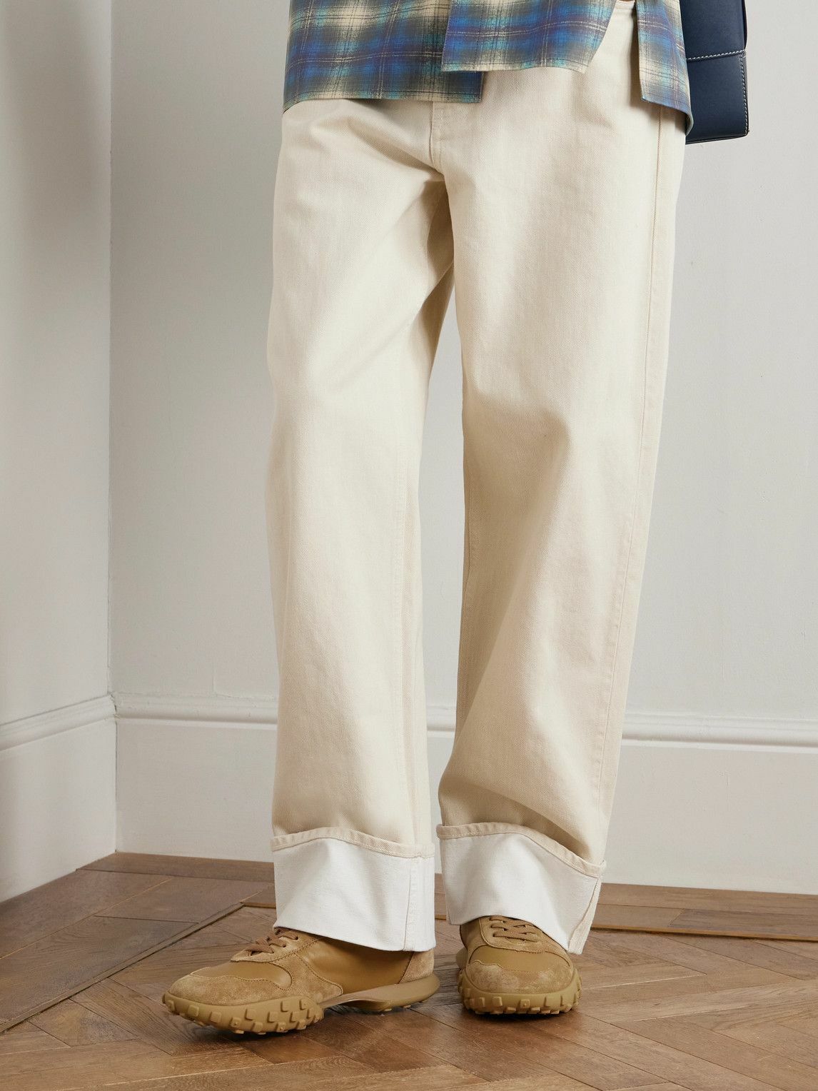 Jil Sander - Moon Suede-Trimmed Leather Sneakers - Neutrals