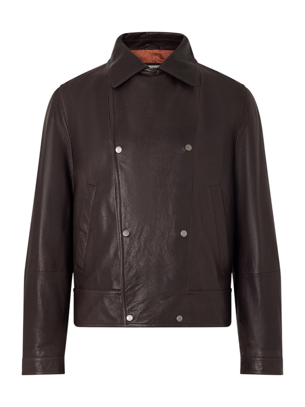 Photo: Brunello Cucinelli - Leather Jacket - Brown