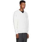 Issey Miyake Men White Knit Wrinkle Long Sleeve Sweater