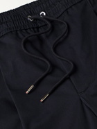 MONCLER - Tapered Grosgrain-Trimmed Stretch-Cotton Twill Trousers - Blue