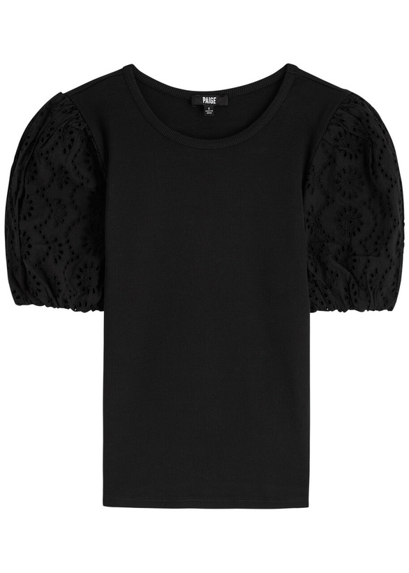 Photo: Paige Marina Ribbed Stretch-cotton top Black