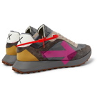 Off-White - Arrow Leather-Trimmed Suede and Shell Sneakers - Gray