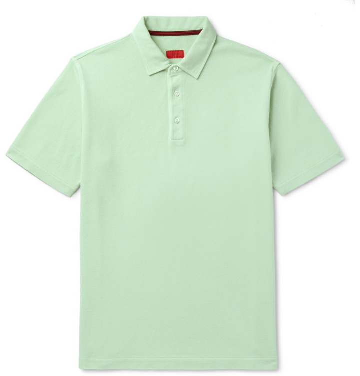 Photo: Isaia - Garment-Dyed Cotton-Piqué Polo Shirt - Green