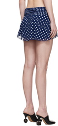 GUIZIO Navy Chiffon Slit Miniskirt
