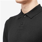 A.P.C. Men's Jerry Long Sleeve Knit Polo Shirt in Black
