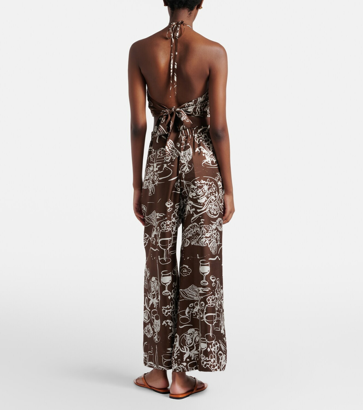 Asceno Isola printed silk twill wide-leg pants