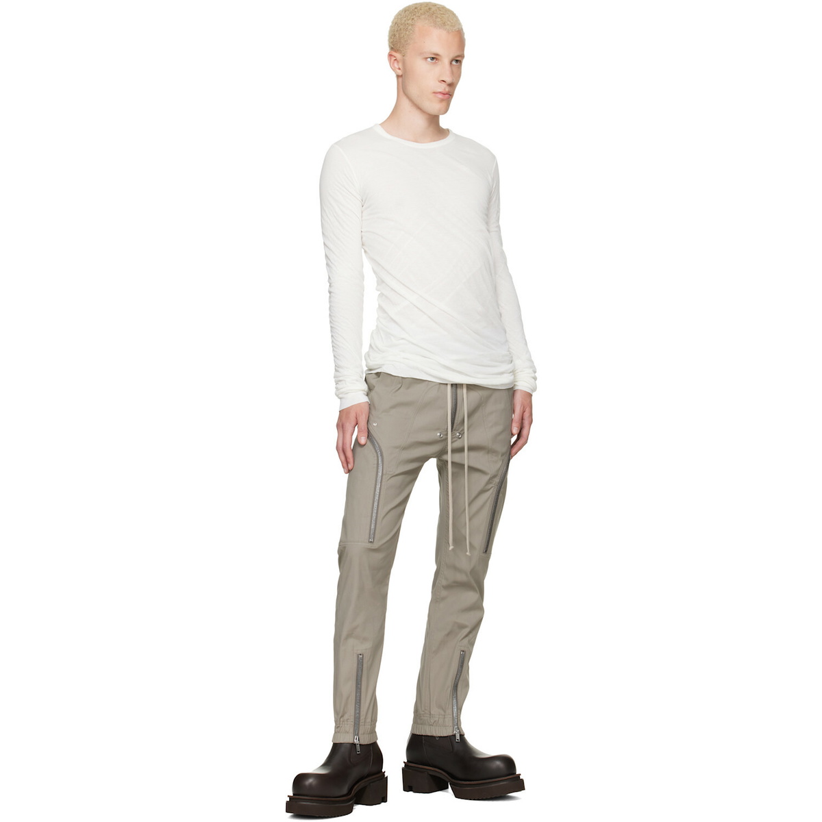 Rick Owens Gray Tower Heizer Cargo Pants