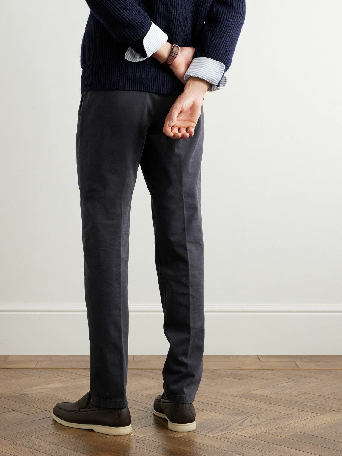 Loro Piana - Straight-Leg Cotton-Blend Twill Chinos - Gray