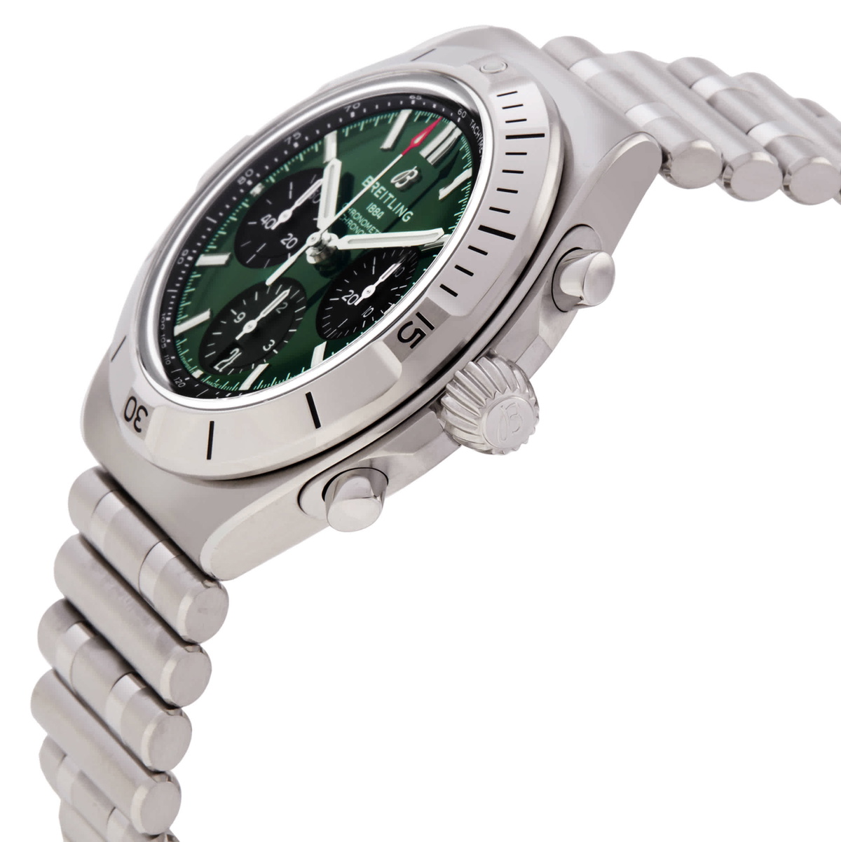 Breitling Chronomat Chronograph Automatic Chronometer Green Dial Mens Watch AB0158101L1A1