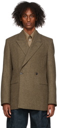 Lemaire Khaki Long Double-Breasted Blazer