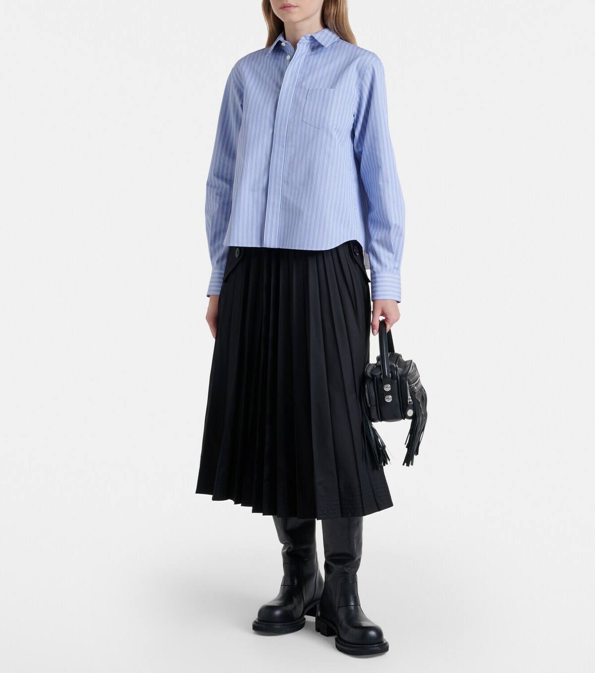 Sacai Striped cotton-blend poplin shirt
