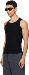 TONYWACK Black Silk Lyocell Rib Tank Top