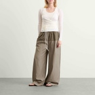 ST. Agni Women's Relaxed Splice Pants in Khaki Pinstripe