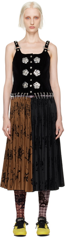 Photo: Chopova Lowena Black & Brown Margaret Carabiner Midi Dress