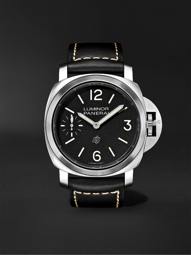 Photo: Panerai - Luminor Logo Hand-Wound 44mm Stainless Steel and Leather Watch, Ref. No. PAM01084