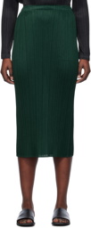 Pleats Please Issey Miyake Green Basics Midi Skirt