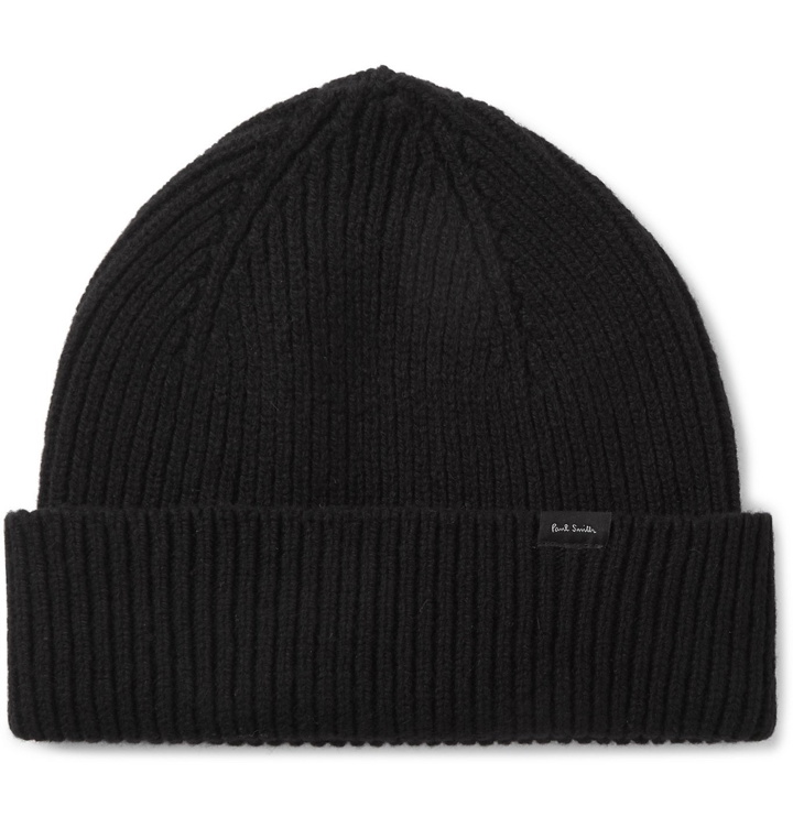 Photo: Paul Smith - Ribbed Cashmere and Wool-Blend Beanie - Black