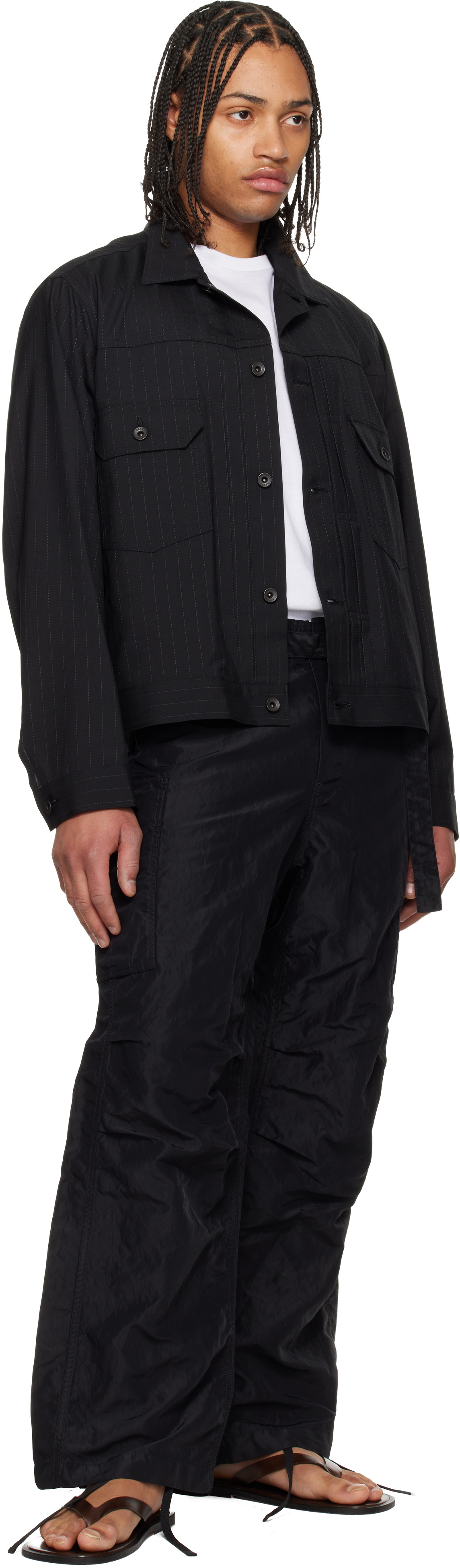 sacai Black Chalk Stripe Jacket Sacai