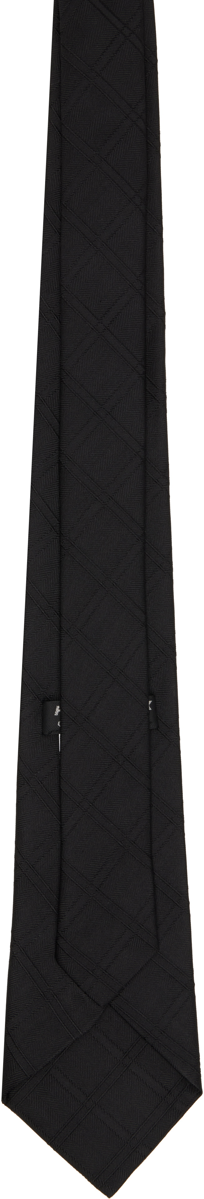 Comme des Garçons Homme Deux Black Medium Check Silk Tie