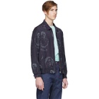 Band of Outsiders Navy Marbles Summer Bomber Jacket