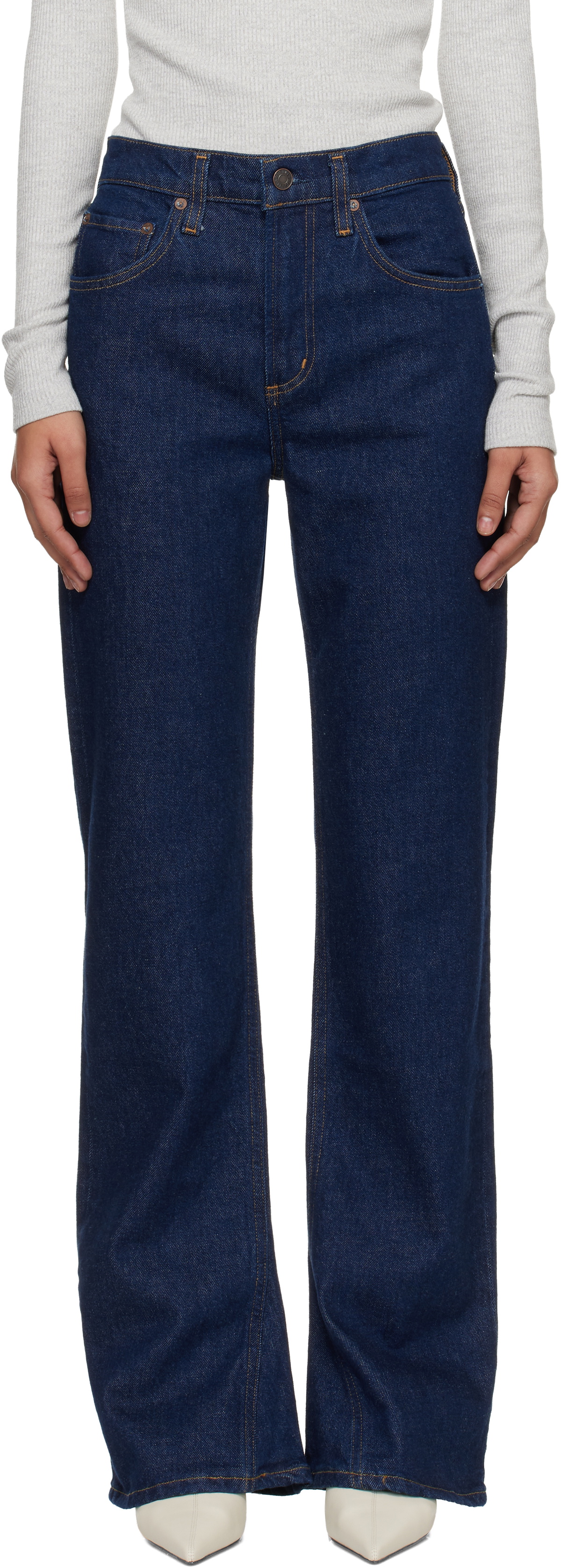 AGOLDE Blue Mid Rise Kick Boot Comfort Stretch Jeans