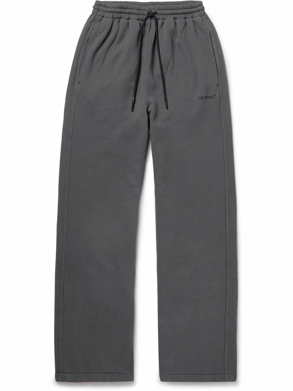 Off-White - Straight-Leg Logo-Print Cotton-Jersey Sweatpants - Gray Off ...