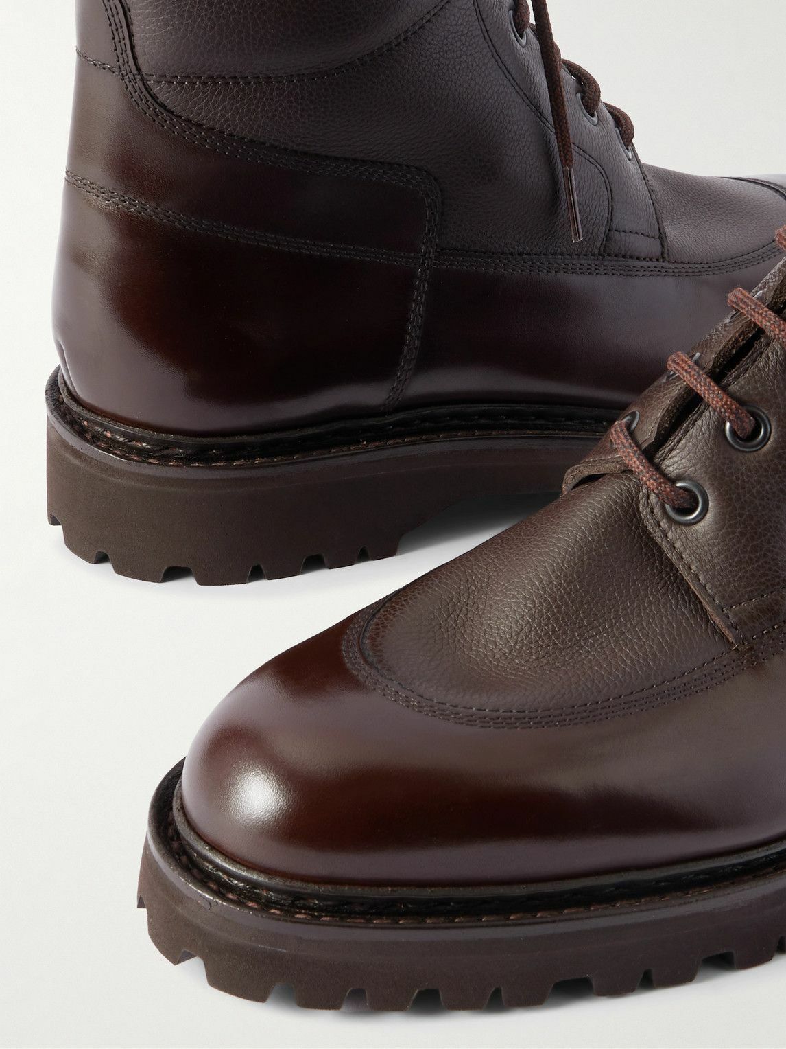 John Lobb - Peak Panelled Leather Boots - Brown