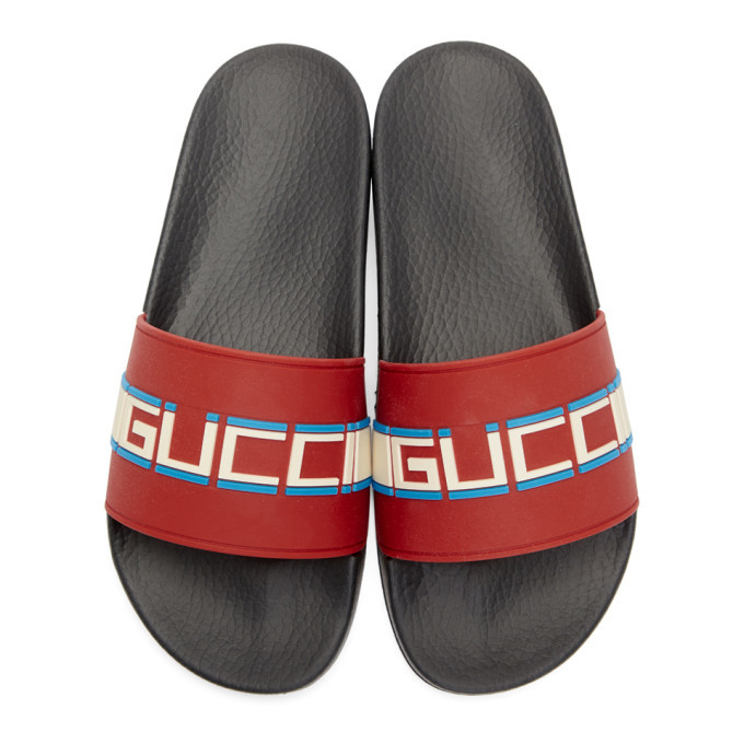 Gucci Red Pursuit Pool Slides Gucci