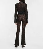 Ganni High-rise lace flared pants