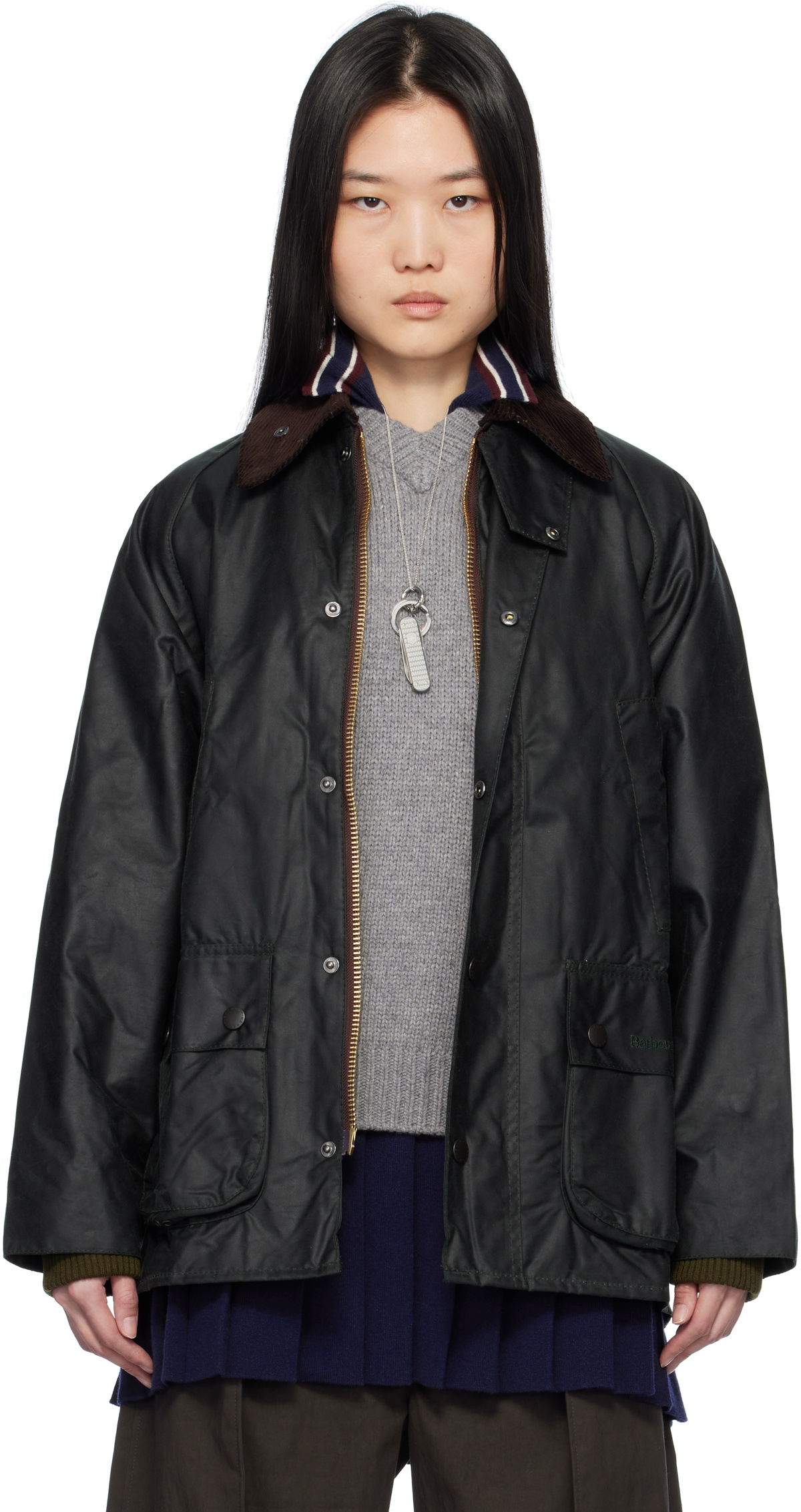 Barbour A105 BEDALE JACKET ブラック Barbour Bedale Waxed Cotton Jacket | Black | FARFETCH