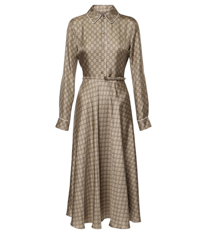 Photo: Gucci GG silk twill shirt dress