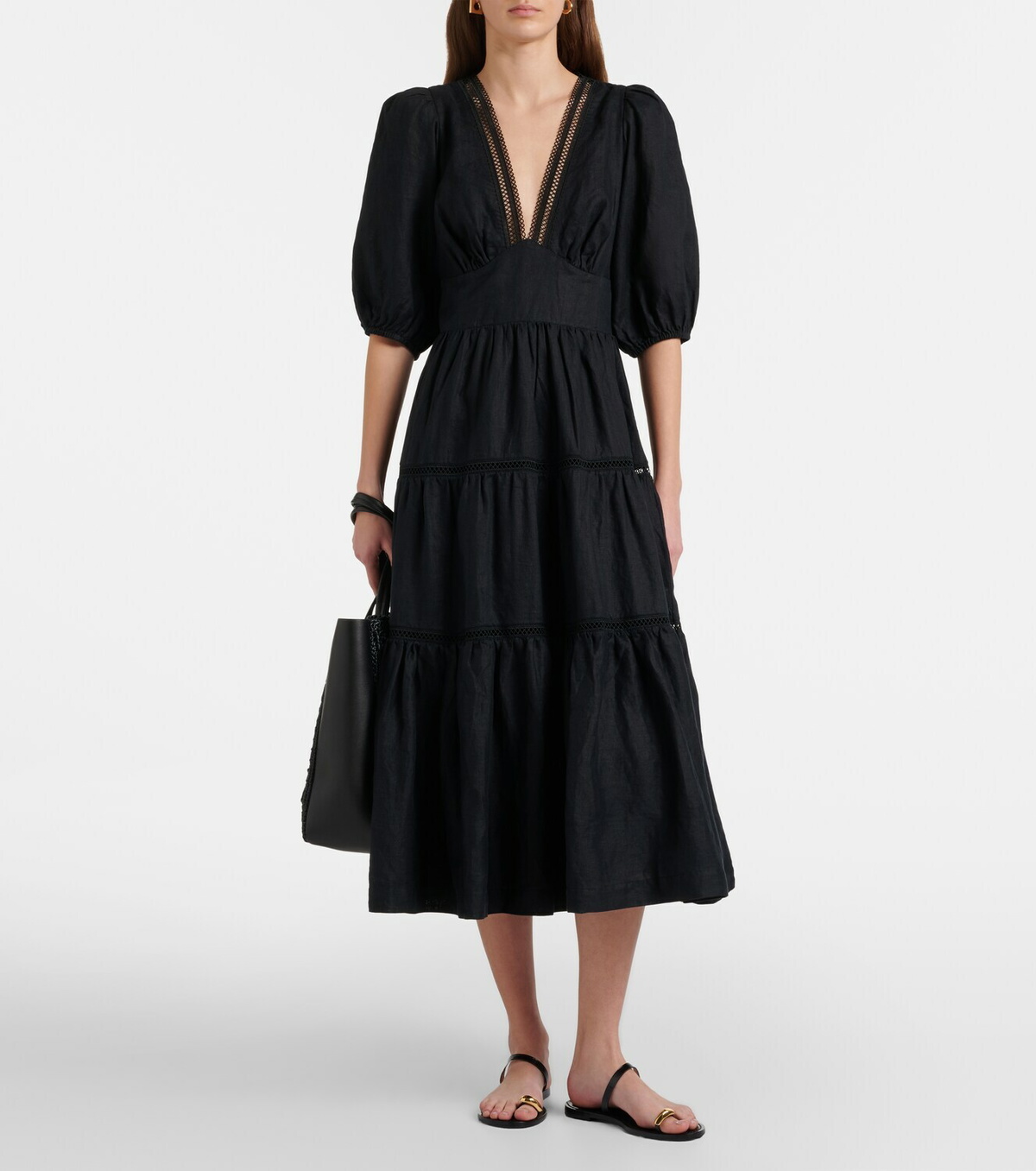 Heidi Klein Meteora lace-trimmed linen midi dress